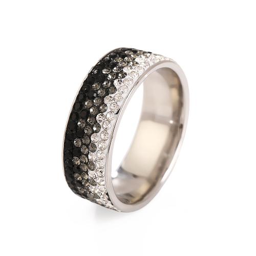 acero inoxidable 304 anillo, unisexo & diverso tamaño para la opción & con diamantes de imitación, más colores para la opción, tamaño:6-11, Vendido por UD