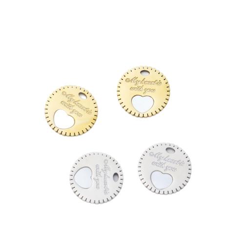 Colgantes de Nácar, acero inoxidable 304, con Nácar Blanca, Redondo aplanado, chapado, Bricolaje, más colores para la opción, 15x15mm, 10PCs/Bolsa, Vendido por Bolsa