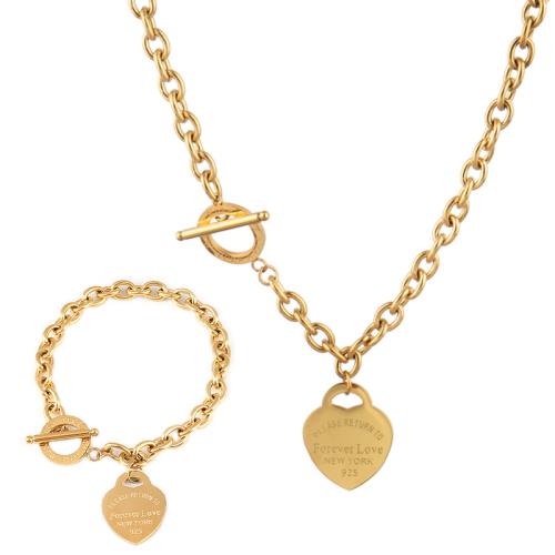 acero inoxidable 304 Pulsera y collar, Corazón, chapado, diferentes estilos para la opción & para mujer & esmalte, Vendido por UD