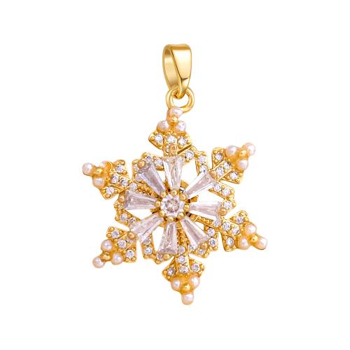 Befestigter Zirkonia Messing Anhänger, mit Kunststoff Perlen, Schneeflocke, plattiert, DIY & verschiedene Stile für Wahl & Micro pave Zirkonia, pendant size 17-29mm, verkauft von PC
