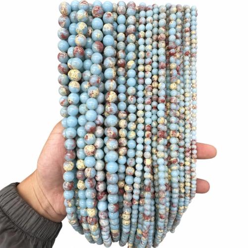 Edelstein Schmuckperlen, Shoushan Stein, rund, DIY & verschiedene Größen vorhanden, verkauft per ca. 38 cm Strang