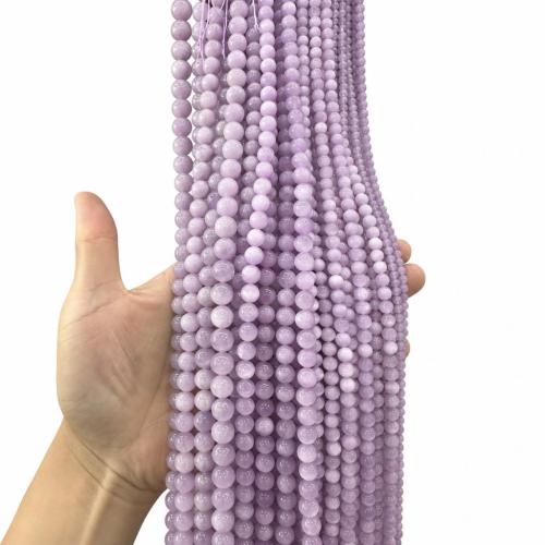 Edelstein Schmuckperlen, Kunzit, rund, DIY & verschiedene Größen vorhanden, verkauft per ca. 38 cm Strang