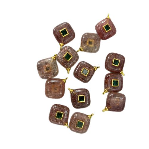 Edelstein Anhänger Schmuck, Quadrat, DIY & verschiedenen Materialien für die Wahl & mit Strass, 17x21mm, verkauft von PC