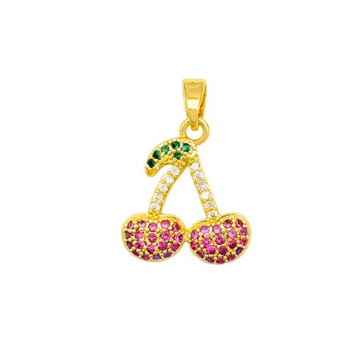 Befestigter Zirkonia Messing Anhänger, Kirsche, plattiert, DIY & verschiedene Stile für Wahl & Micro pave Zirkonia, pendant size 14-18mm, verkauft von PC