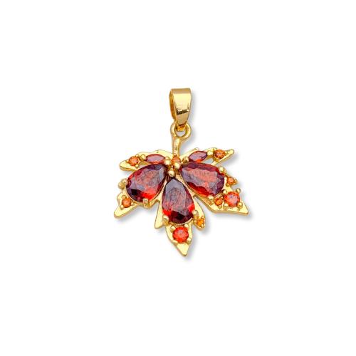 Цирконий Micro Pave латунь подвеска, Латунь, Листок, Другое покрытие, DIY & разные стили для выбора & инкрустированное микро кубического циркония, pendant size 17-18mm, продается PC