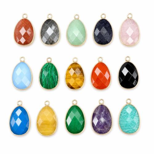 Edelstein Anhänger Schmuck, flachoval, plattiert, DIY & verschiedenen Materialien für die Wahl & facettierte, 15x20mm, verkauft von PC