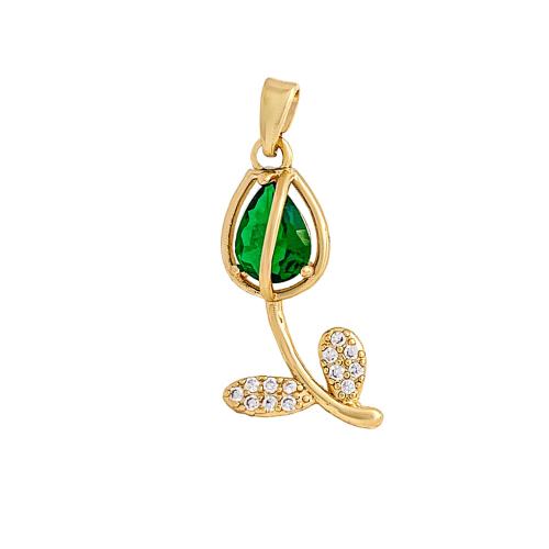 Cúbicos Circonia Colgante Latón Micro pavimenta, metal, Tulipán, chapado, Bricolaje & micro arcilla de zirconia cúbica, más colores para la opción, 12x24mm, Vendido por UD