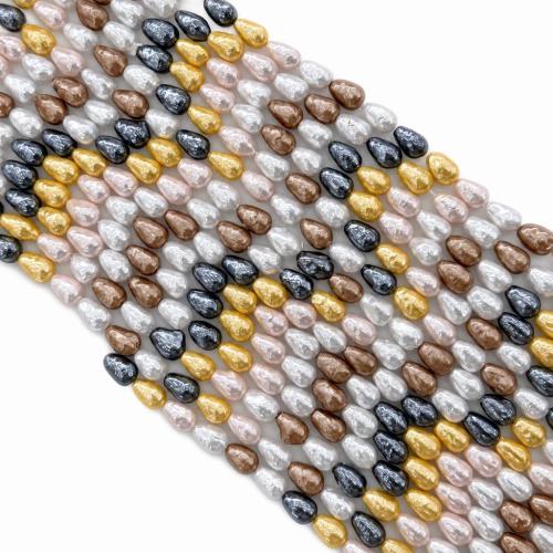 Südsee Muschelperlen, Muschelkern, Tropfen, poliert, DIY & verschiedene Größen vorhanden, farbenfroh, verkauft per ca. 38 cm Strang