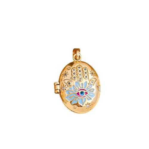 Fashion Locket Pendants, Brass, gold color plated, DIY & different styles for choice & micro pave cubic zirconia & enamel, Sold By PC