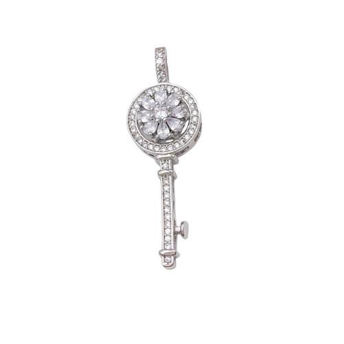 Cúbicos Circonia Colgante Latón Micro pavimenta, metal, Llave, chapado, Bricolaje & diferentes estilos para la opción & micro arcilla de zirconia cúbica, pendent size 11-14mm, Vendido por UD