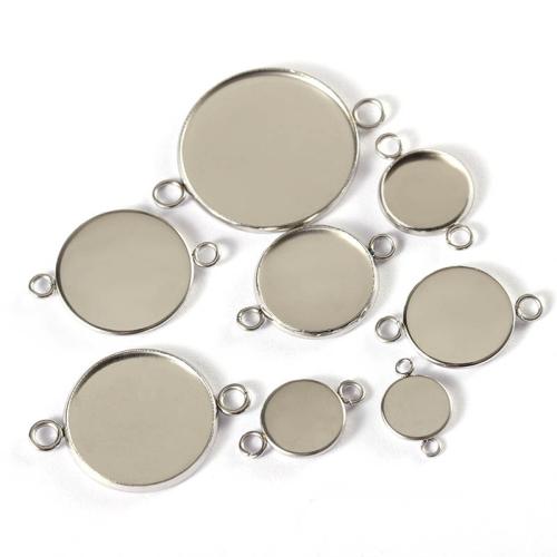 Stainless Steel Connector Setting, Flat Round, plated, different size for choice & 1/1 loop, more colors for choice, Hole:Approx 1.5mm, 100PCs/Lot, Sold By Lot