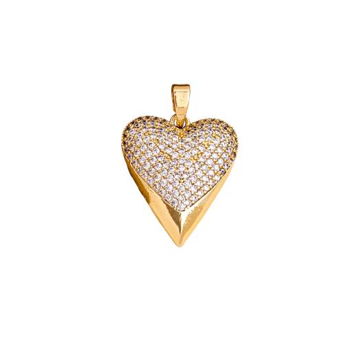 Cubic Zirconia Micro Pave Brass Pendants, Heart, plated, DIY & different styles for choice & micro pave cubic zirconia, pendent size 17-18mm, Sold By PC