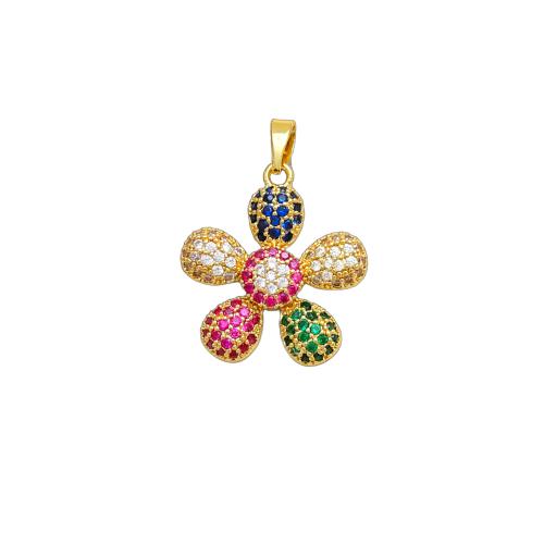 Cubic Zirconia Micro Pave Brass Pendants, Flower, plated, DIY & different styles for choice & micro pave cubic zirconia, pendent size 17-20mm, Sold By PC
