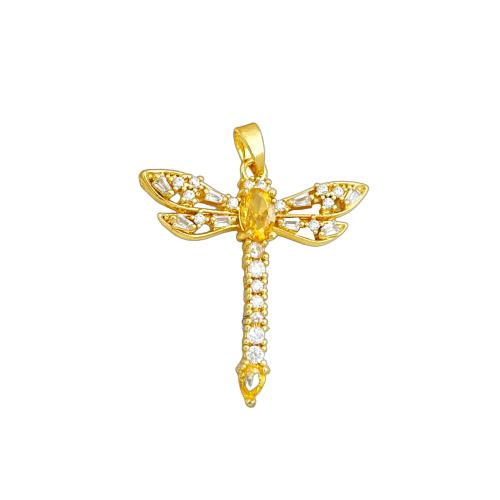 Цирконий Micro Pave латунь подвеска, Латунь, Стрекоза, Другое покрытие, DIY & разные стили для выбора & инкрустированное микро кубического циркония, pendent size 25.5-30mm, продается PC