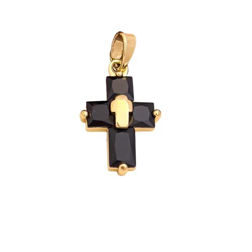 Cubic Zirconia Micro Pave Brass Pendants, Cross, gold color plated, DIY & micro pave cubic zirconia, more colors for choice, 12x19mm, Sold By PC