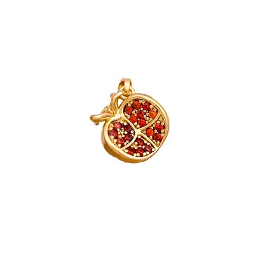 Цирконий Micro Pave латунь подвеска, Латунь, Гранат, плакирован золотом, DIY & разные стили для выбора & инкрустированное микро кубического циркония, 12mm, продается PC