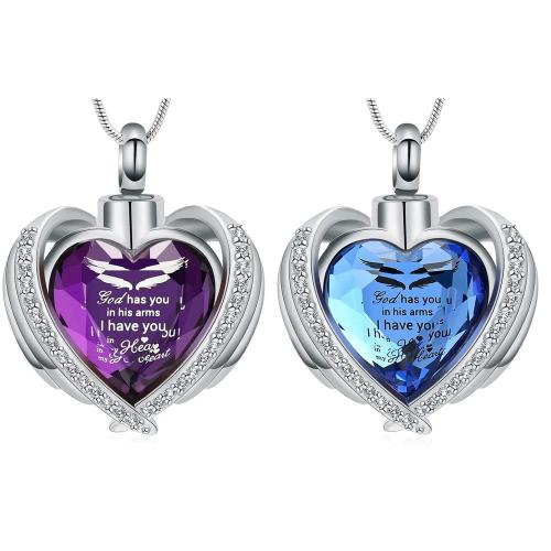 Acier inoxydable 304 Pendentif cercueil cinéraires, avec cristal, coeur, DIY & avec strass, plus de couleurs à choisir, 29x28mm, Vendu par PC