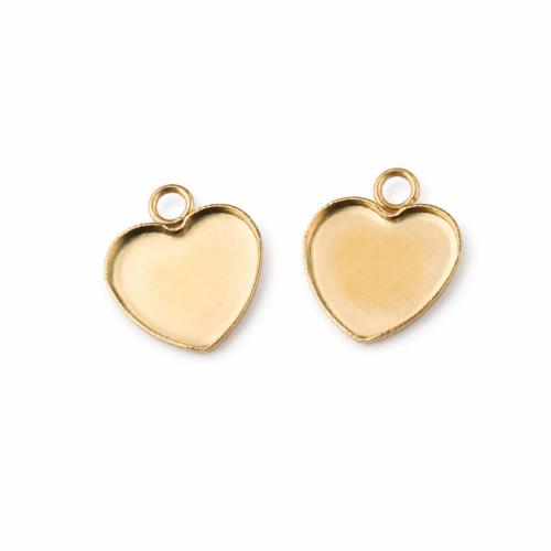 Stainless Steel Pendant Setting, 304 Stainless Steel, Heart, real gold plated, DIY & different size for choice, Sold By PC