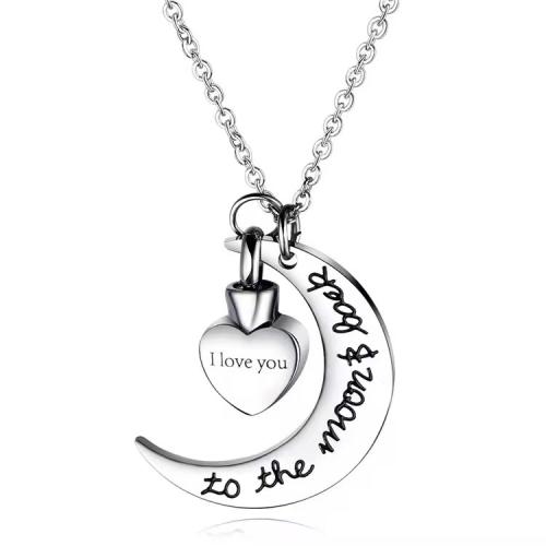 304 Edelstahl Zurückzuführen Sarg Anhänger, Mond, poliert, DIY & verschiedene Stile für Wahl, originale Farbe, 24x31mm, verkauft von PC