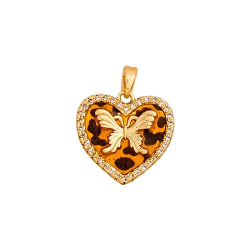 Цирконий Micro Pave латунь подвеска, Латунь, Сердце, Другое покрытие, DIY & разные стили для выбора & инкрустированное микро кубического циркония & эмаль, pendant size 14-18mm, продается PC