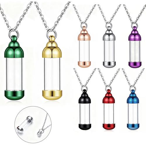 Aluminiumlegierung Zurückzuführen Sarg Anhänger, mit Glas, Zylinder, DIY & wasserdicht, keine, 12x43mm, verkauft von PC