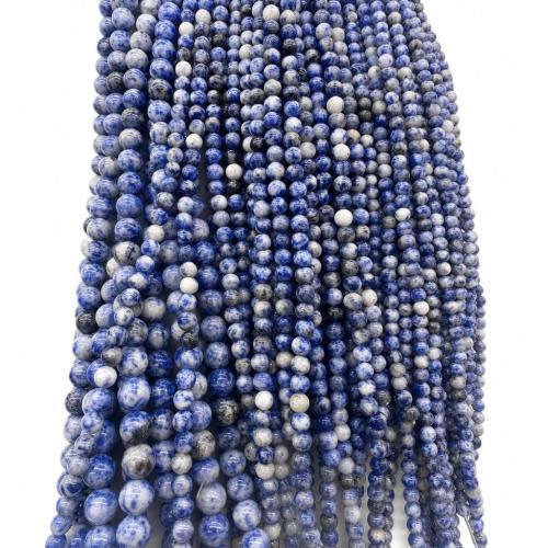 Edelstein Schmuckperlen, Blauer Speckle-Stein, rund, DIY & verschiedene Größen vorhanden, verkauft per ca. 38 cm Strang
