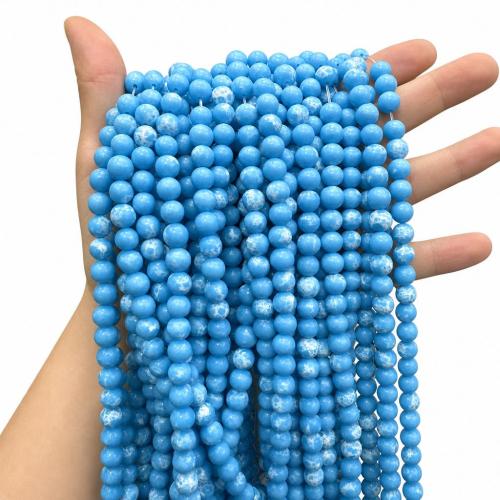Edelstein Schmuckperlen, Larimar, rund, DIY & verschiedene Größen vorhanden, verkauft per ca. 38 cm Strang