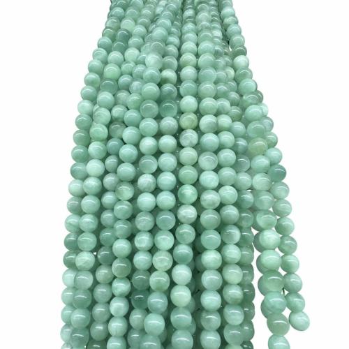 Edelstein Schmuckperlen, Angelit, rund, DIY & verschiedene Größen vorhanden, grün, verkauft per ca. 38 cm Strang