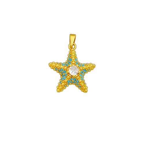 Cúbicos Circonia Colgante Latón Micro pavimenta, metal, Estrella de Mar, chapado, Bricolaje & diferentes estilos para la opción & micro arcilla de zirconia cúbica & esmalte, pendent size 15-24mm, Vendido por UD