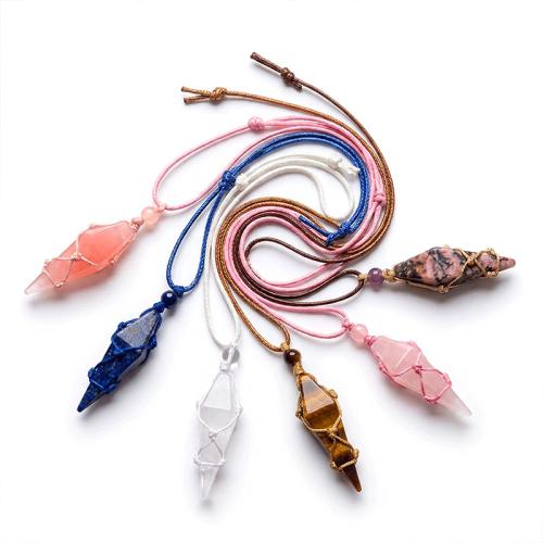 Gemstone Necklace, with Polyester Cord, Geometrical Pattern, different materials for choice & Unisex, gemstone size 12x42mm, Length:Approx 38 cm, Sold By PC