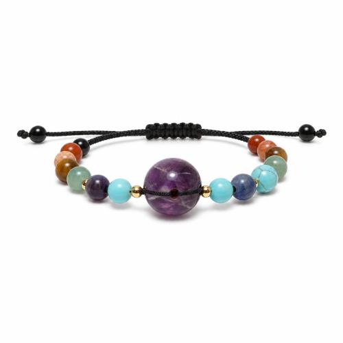 Gemstone Bracelet, with Polyester Cord, polished, different materials for choice & Unisex & adjustable, Length:Approx 16 cm, Sold By PC