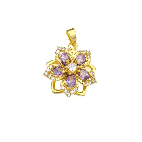 Cubic Zirconia Micro Pave Brass Pendants, Flower, plated, DIY & different styles for choice & micro pave cubic zirconia, pendent size 13-17.5mm, Sold By PC