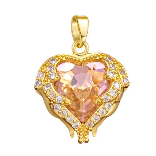 Cubic Zirconia Micro Pave Brass Pendants, Heart, plated, DIY & micro pave cubic zirconia, more colors for choice, 15.70x16.80mm, Sold By PC