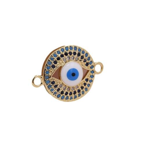 Cubic Zirconia Micro Pave Brass Connector, Evil Eye, gold color plated, DIY & different styles for choice & micro pave cubic zirconia, Sold By PC