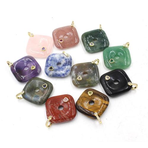 Gemstone Jewelry Pendants, Geometrical Pattern, polished, DIY & different materials for choice & with rhinestone, 36x36mm, Sold By PC
