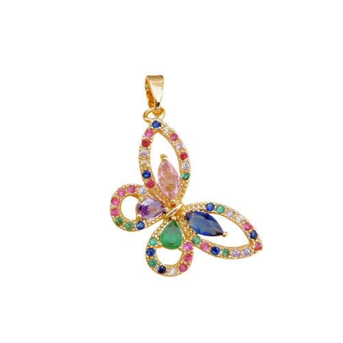 Cubic Zirconia Micro Pave Brass Pendants, Butterfly, plated, DIY & different styles for choice & micro pave cubic zirconia, pendent size 16-25mm, Sold By PC