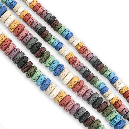 Natürliche Lava Perlen, gefärbt & DIY & verschiedene Größen vorhanden, keine, verkauft per ca. 38 cm Strang