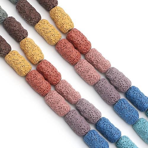 Natural Lava Beads, barrel, dyed & DIY, more colors for choice, 11x21mm, Sold Per Approx 38 cm Strand