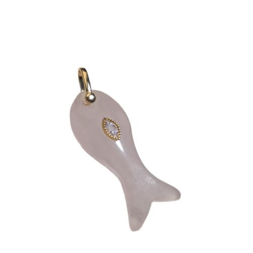 Gemstone Jewelry Pendants, with Brass, Fish, DIY & different materials for choice, 10x40mm, Sold By PC