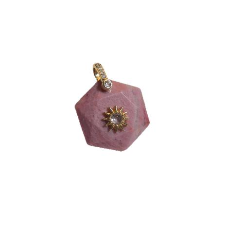 Gemstone Jewelry Pendants, with Brass, Hexagram, DIY & different materials for choice & micro pave cubic zirconia, 20x28mm, Sold By PC