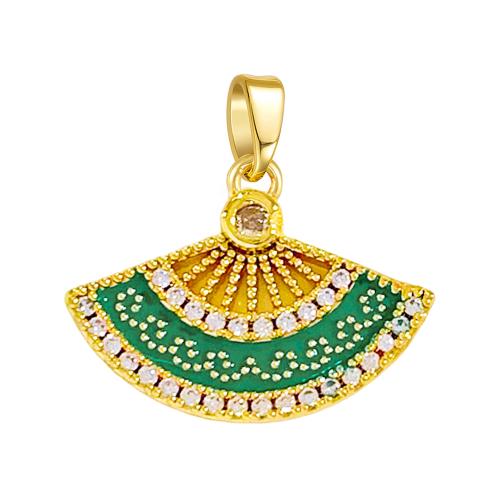 Cubic Zirconia Micro Pave Brass Pendants, Fan, plated, DIY & different styles for choice & micro pave cubic zirconia & enamel & hollow, Sold By PC