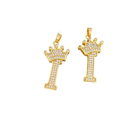 Cubique Pendentif en laiton zircon pavent, Lettre d’alphabet, Placage, DIY & styles différents pour le choix & pavé de micro zircon, Vendu par PC