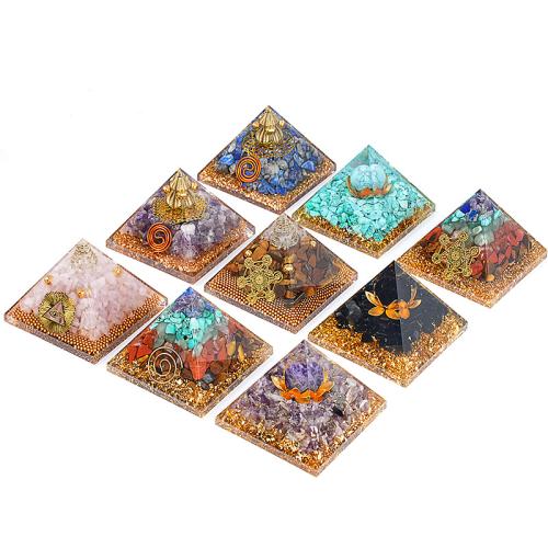 Gemstone Pyramid Decoration, with brass wire, Pyramidal, different materials for choice, 65x65x52mm, Sold By PC