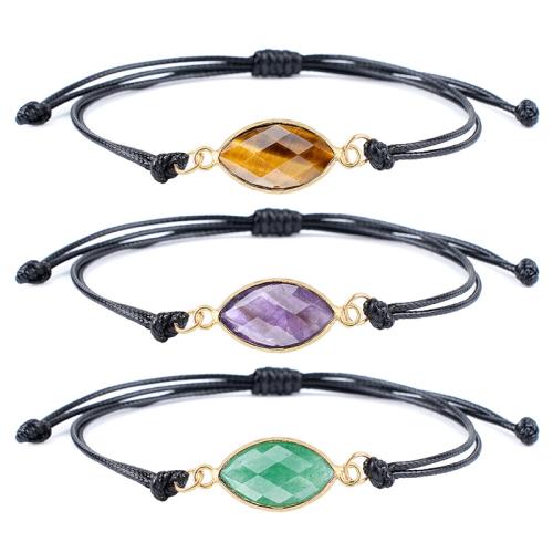 Gemstone Bracelet, with Wax Cord, Horse Eye, different materials for choice & Unisex & adjustable & faceted, Length:Approx 26 cm, Sold By PC