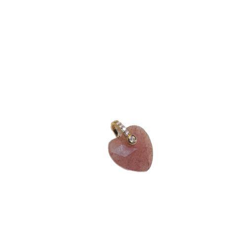 Gemstone Jewelry Pendants, with Tibetan Style, Heart, DIY & different materials for choice & faceted & with rhinestone, 14x14mm, Sold By PC
