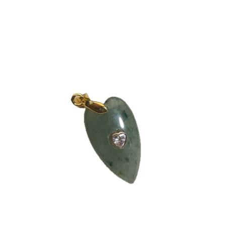 Gemstone Jewelry Pendants, with Tibetan Style, Heart, DIY & different materials for choice & micro pave cubic zirconia, 15x27mm, Sold By PC
