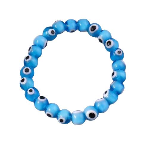 Millefiori Lampwork Bracelet, Round, evil eye pattern & for woman, more colors for choice, beads size 8mm, Length:Approx 17 cm, Sold By PC