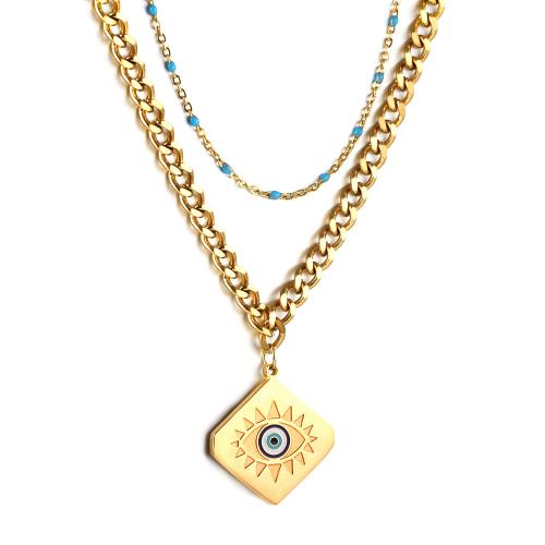 304 Stainless Steel Necklace, plated, Unisex & different styles for choice & enamel & with rhinestone, Sold By PC