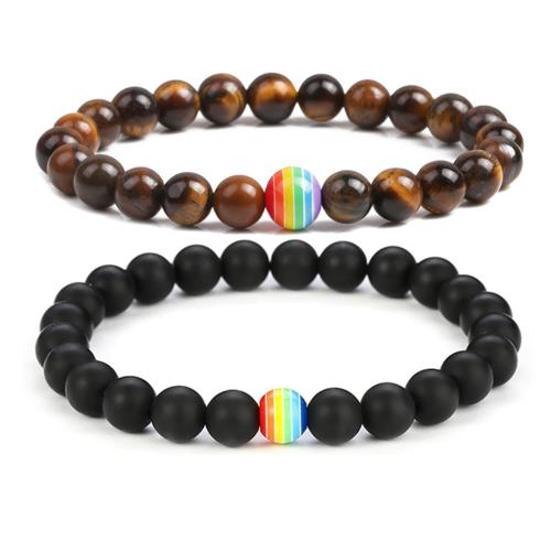 Gemstone Bracelet Set, with Resin, Round, handmade, 2 pieces & Unisex, Length:Approx 7 Inch, Sold By Set