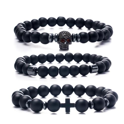 Abrazine Stone Bracelet Set, with Korean Waxed Cord & Lava & Hematite & Turquoise & Brass, handmade, different styles for choice & micro pave cubic zirconia & for man, Sold By Set